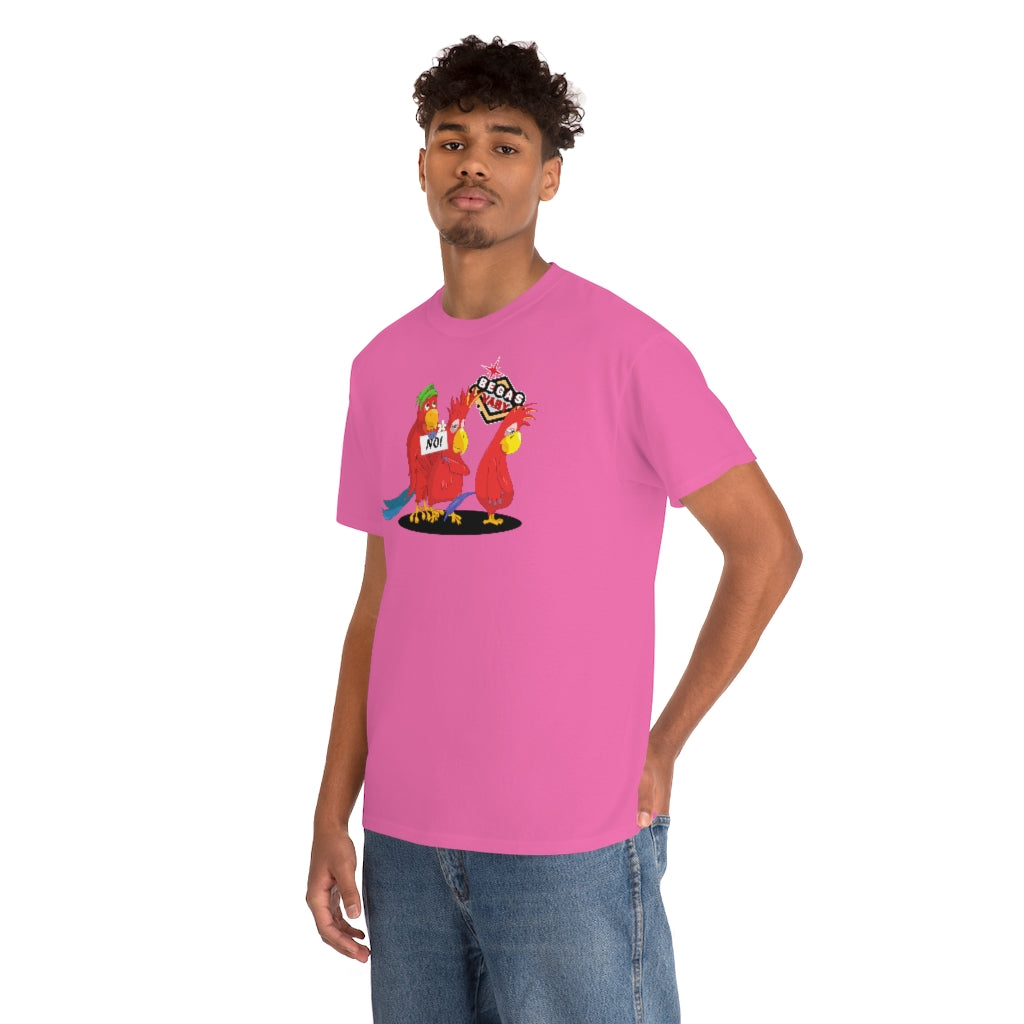 'Parrots don't do threesomes' - Begas Vaby Tee - UK