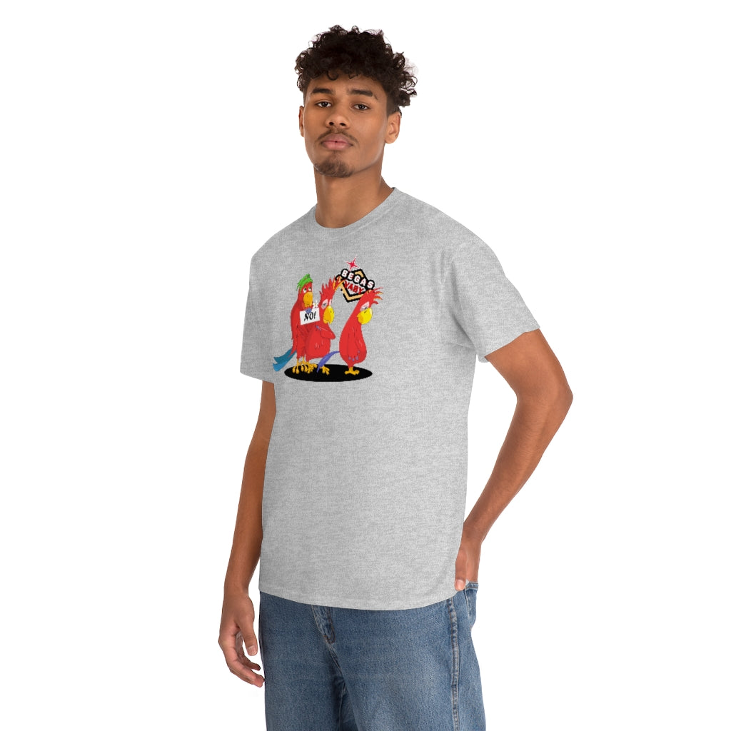 'Parrots don't do threesomes' - Begas Vaby Tee - UK